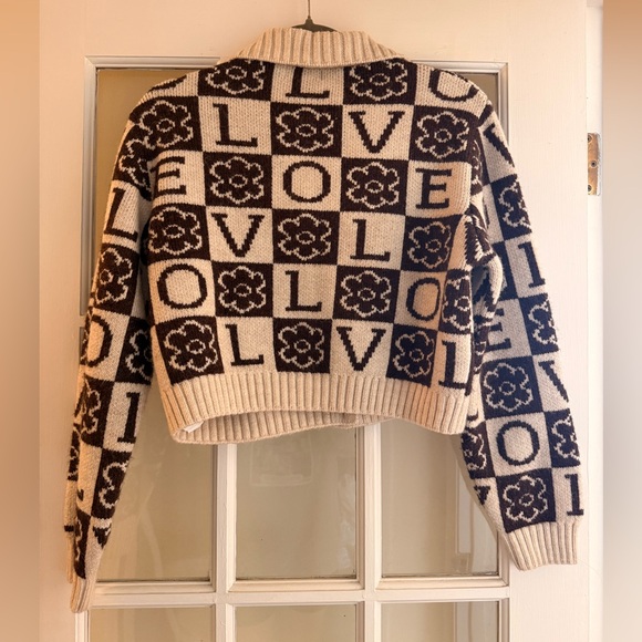 Bershka Beige and Dark Brown Patterned Cardigan - Picture 2 of 3